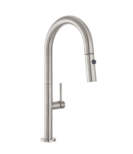 Chalet Single Handle, Pull - Down Kitchen Faucet in Brushed Nickel - BUILDMYPLACE
