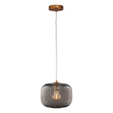Circulus Chrome Gray Ribbed Glass Indoor & Outdoor Pendant Light - BUILDMYPLACE
