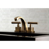 Claremont 8 In. Antique Brass Two - handle 3 - Hole Deck Mount Widespread Bathroom Sink Faucet with Pop - Up Drain Assembly - BUILDMYPLACE