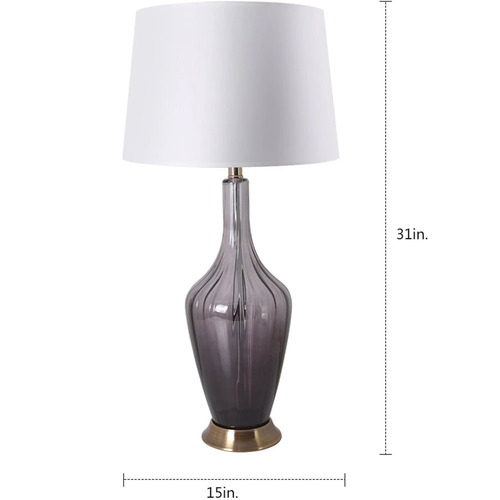 Clavel Translucent Glass Table Lamp 31 Inch - Gray Ombre/Golden Yarn Shade (Set of 2) - BUILDMYPLACE