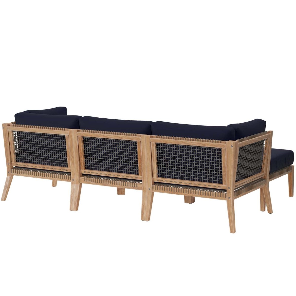 Clearwater Outdoor Patio Teak Wood 4 - Piece Sectional Sofa - BUILDMYPLACE