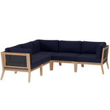 Clearwater Outdoor Patio Teak Wood 5 - Piece Sectional Sofa - BUILDMYPLACE