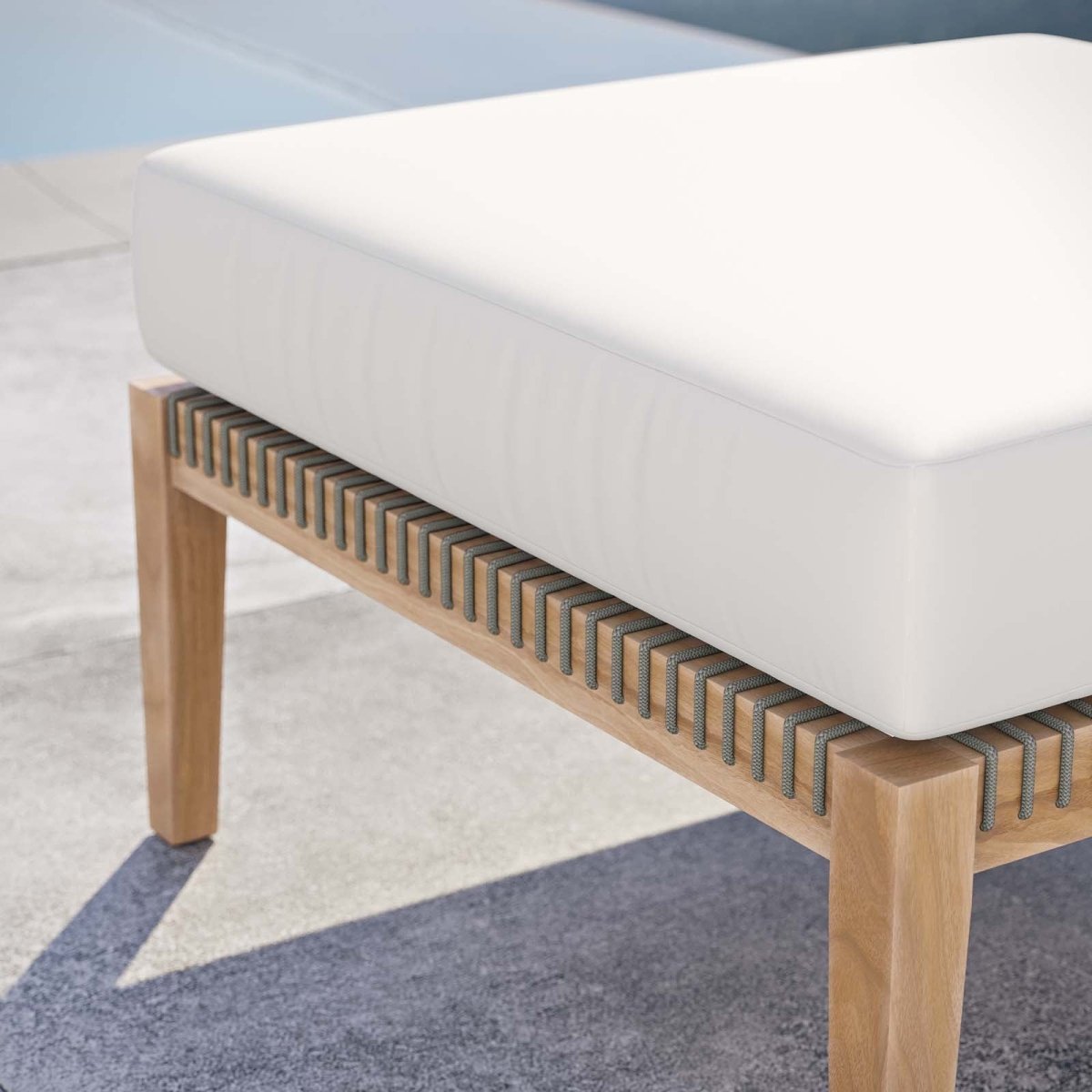 Clearwater Outdoor Patio Teak Wood Ottoman - BUILDMYPLACE