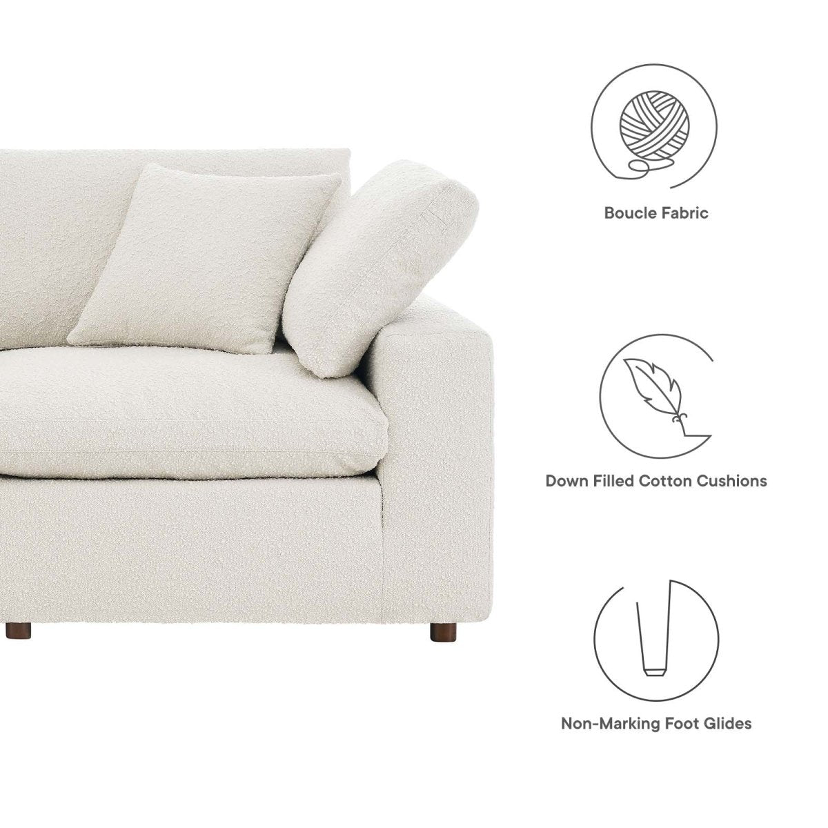 Commix Down Filled Overstuffed Boucle 5 - Piece Sectional Sofa - BUILDMYPLACE
