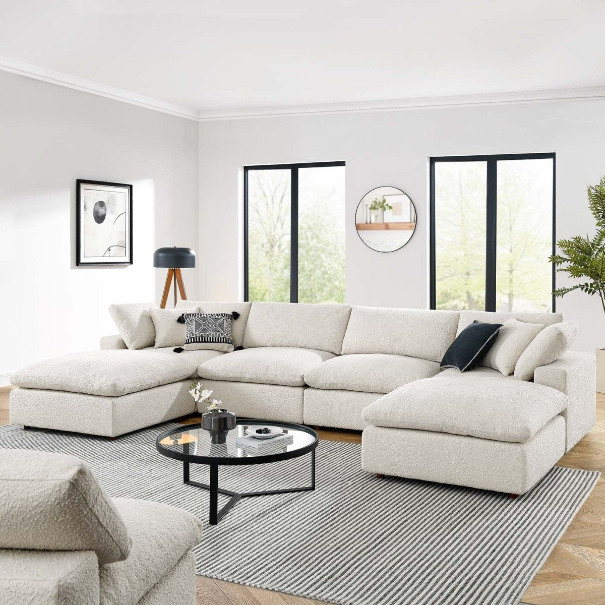 Commix Down Filled Overstuffed Boucle 6 - Piece Sectional Sofa - BUILDMYPLACE