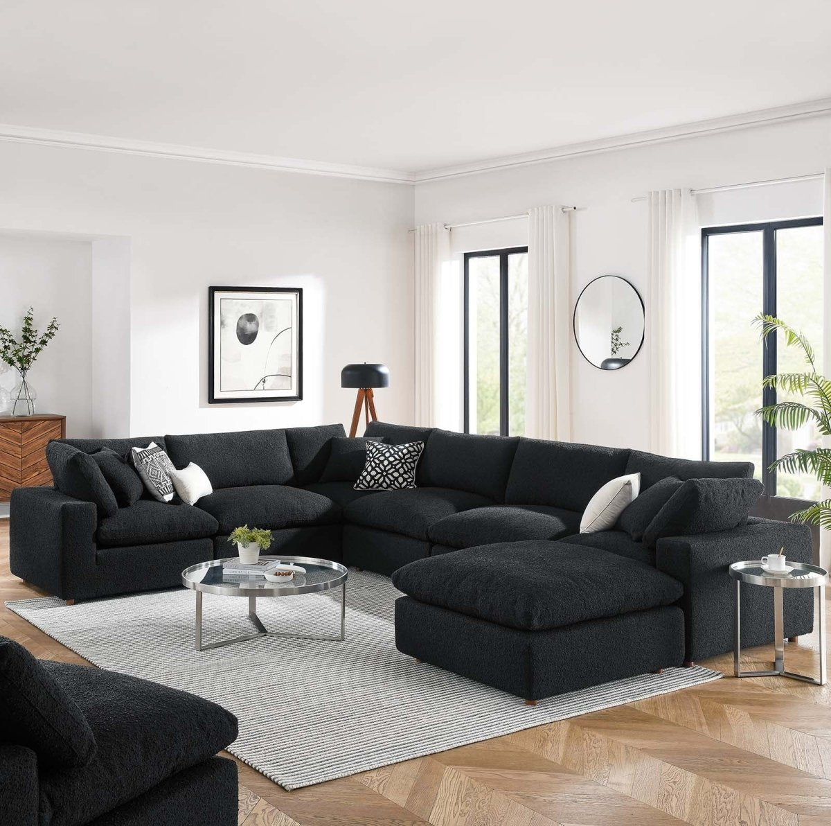 Commix Down Filled Overstuffed Boucle 7 - Piece Sectional Sofa - BUILDMYPLACE
