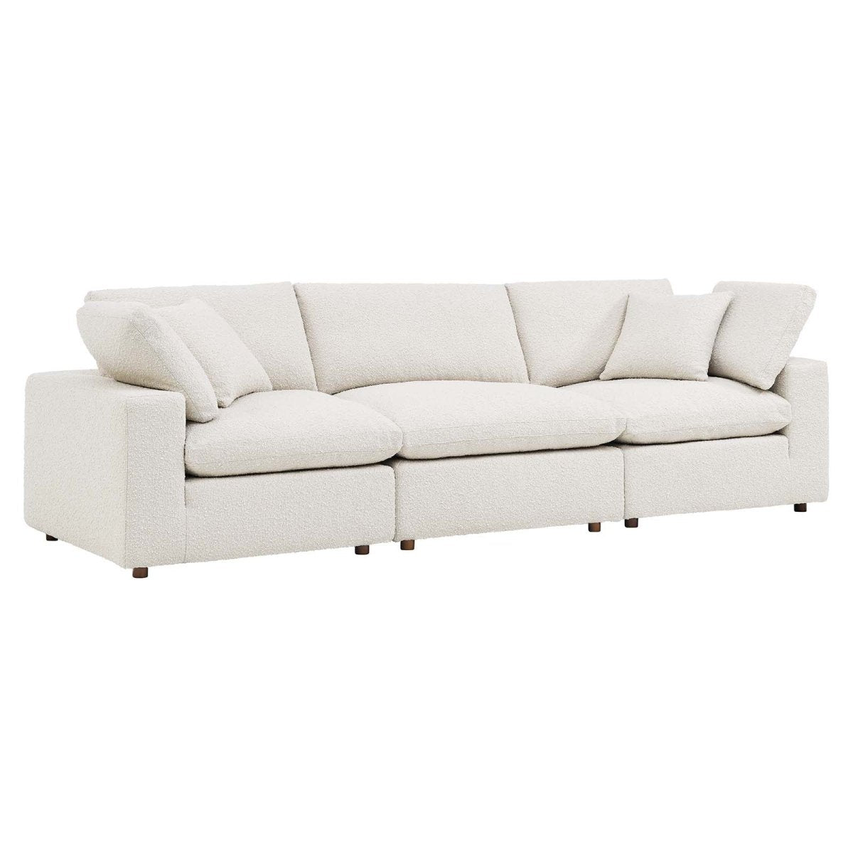 Commix Down Filled Overstuffed Boucle Fabric 3 - Seater Sofa - BUILDMYPLACE