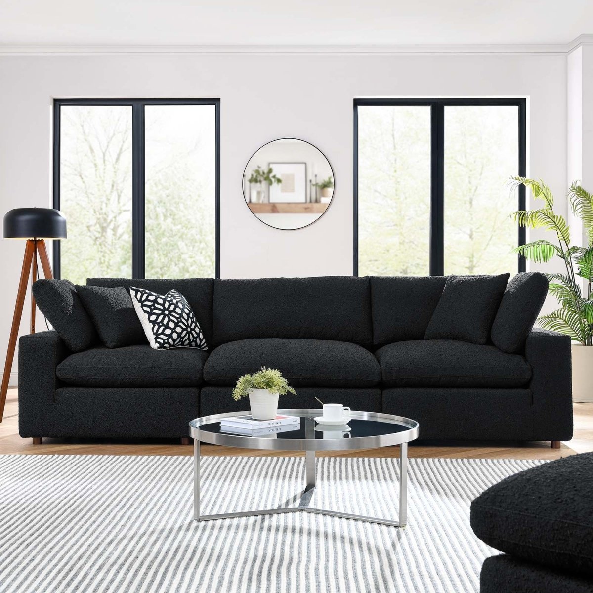 Commix Down Filled Overstuffed Boucle Fabric 3 - Seater Sofa - BUILDMYPLACE