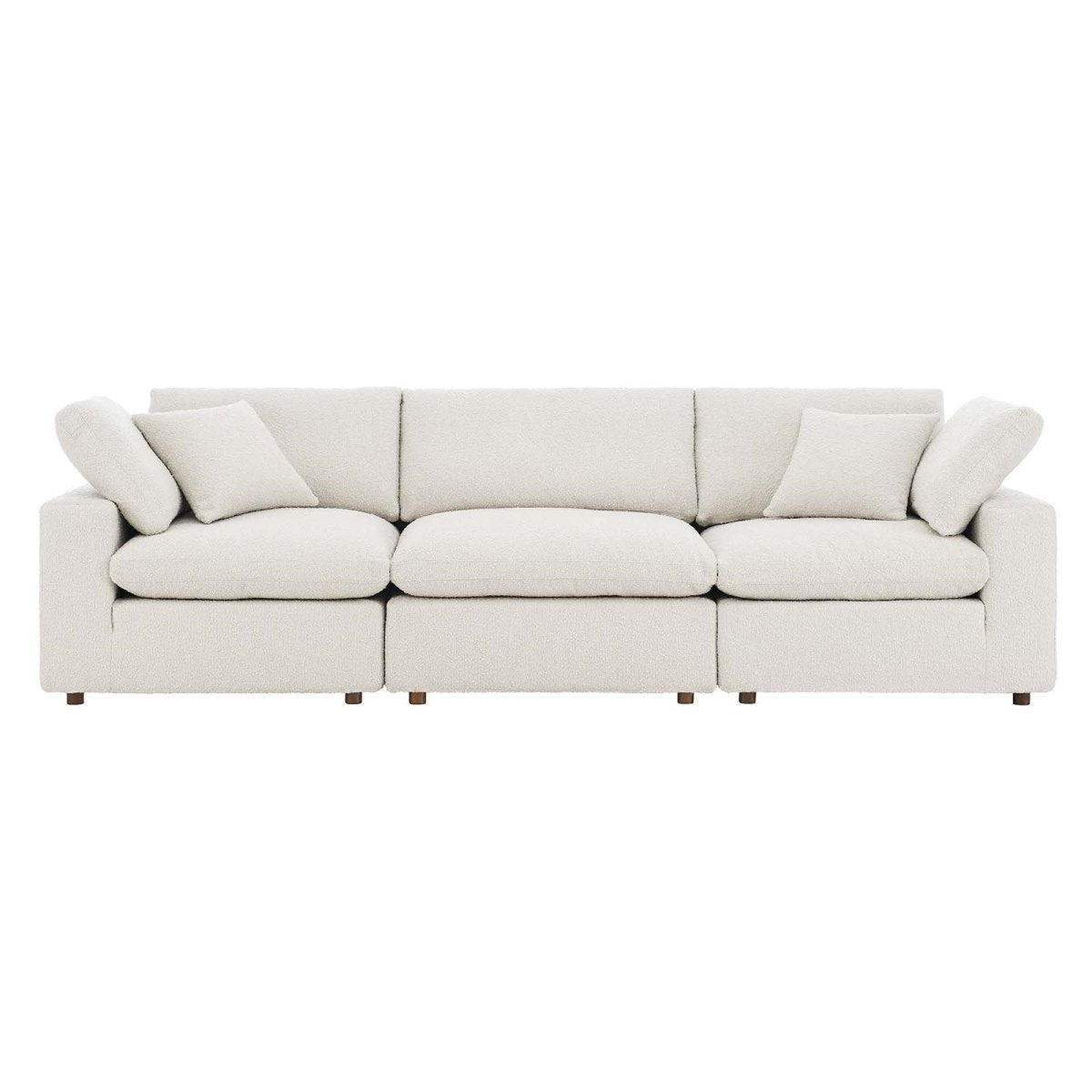 Commix Down Filled Overstuffed Boucle Fabric 3 - Seater Sofa - BUILDMYPLACE