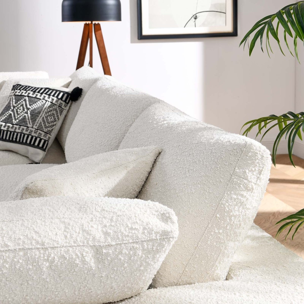 Commix Down Filled Overstuffed Boucle Fabric 3 - Seater Sofa - BUILDMYPLACE
