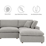 Commix Down Filled Overstuffed Boucle Fabric 4 - Piece Sectional Sofa - BUILDMYPLACE