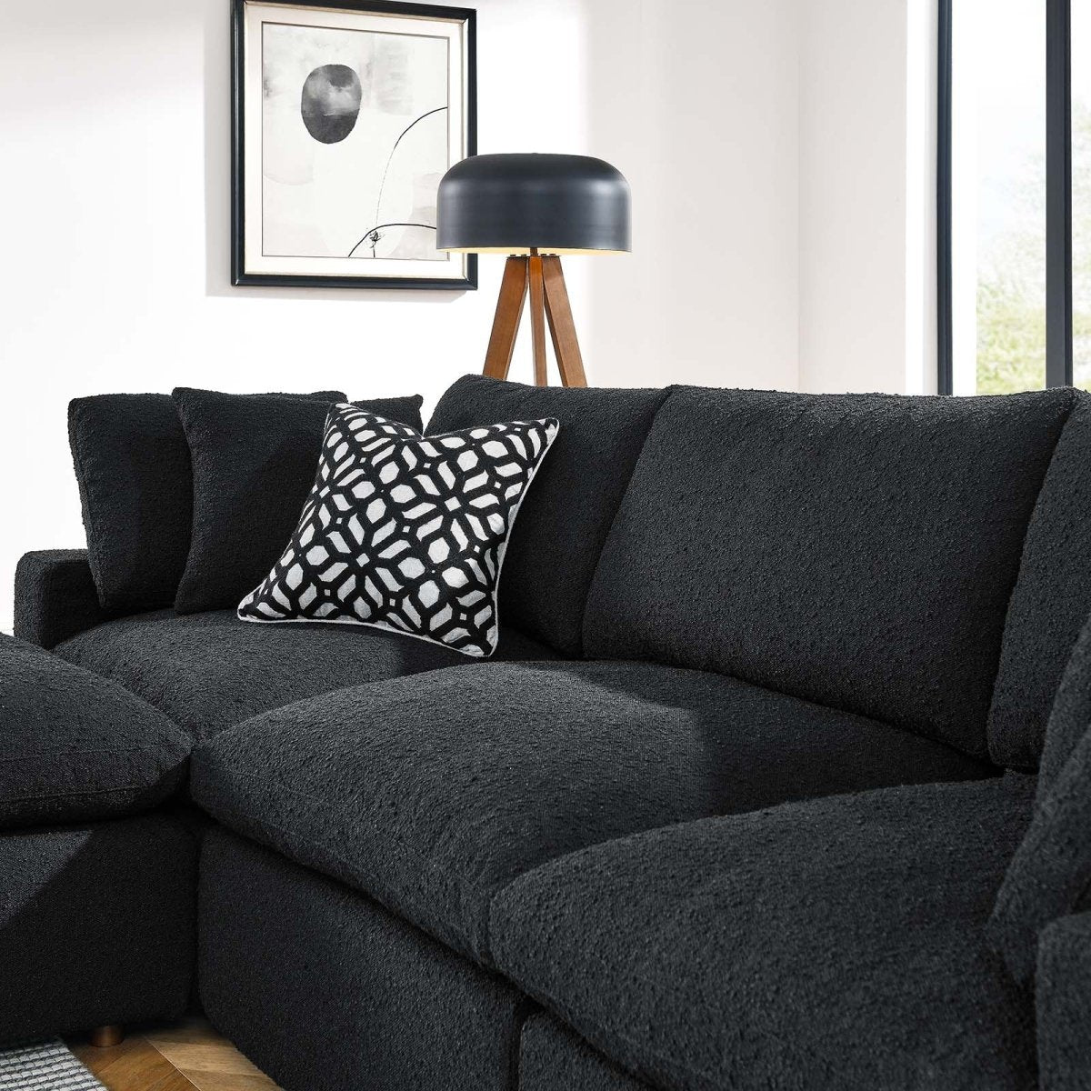 Commix Down Filled Overstuffed Boucle Fabric 4 - Piece Sectional Sofa - BUILDMYPLACE