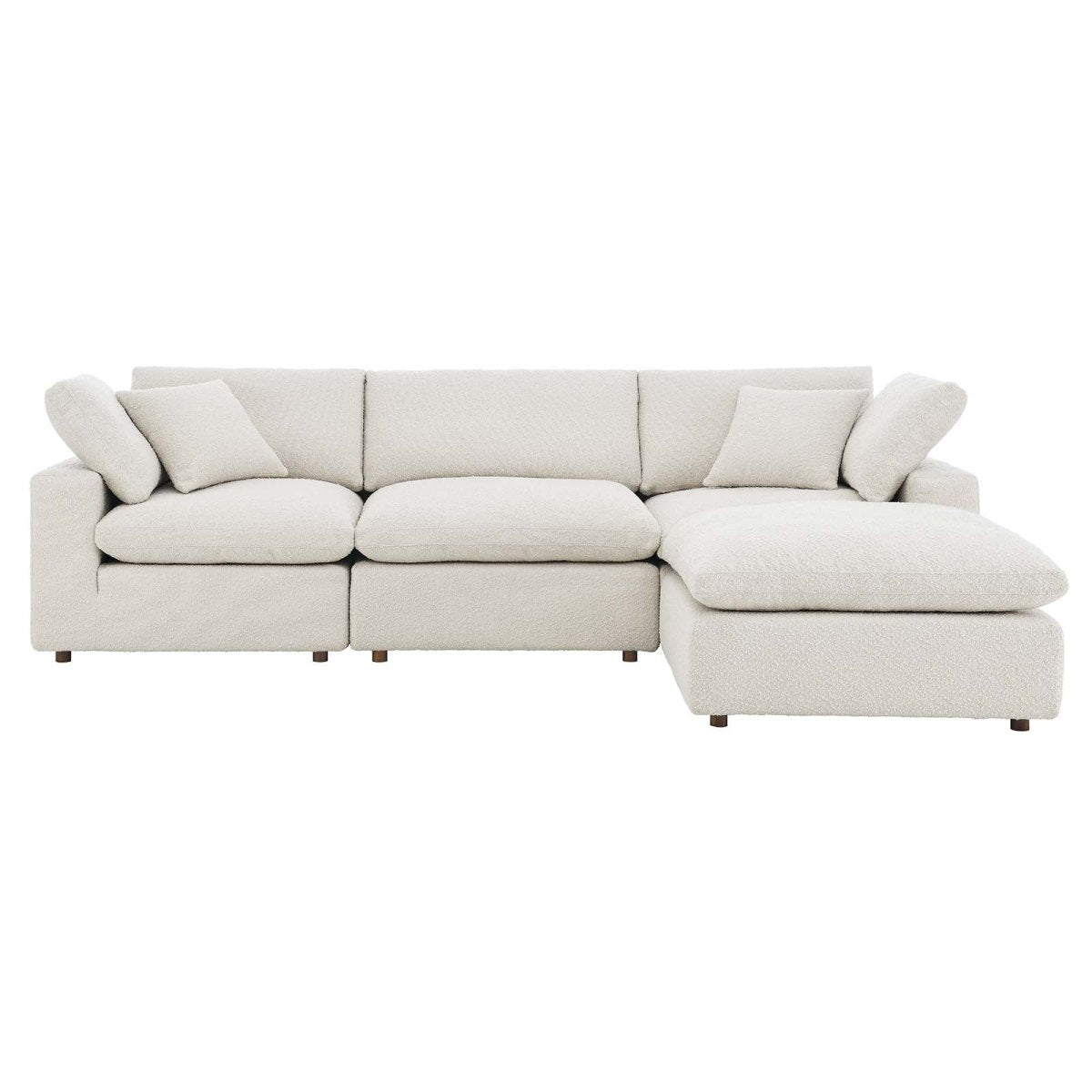 Commix Down Filled Overstuffed Boucle Fabric 4 - Piece Sectional Sofa - BUILDMYPLACE