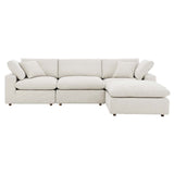 Commix Down Filled Overstuffed Boucle Fabric 4 - Piece Sectional Sofa - BUILDMYPLACE
