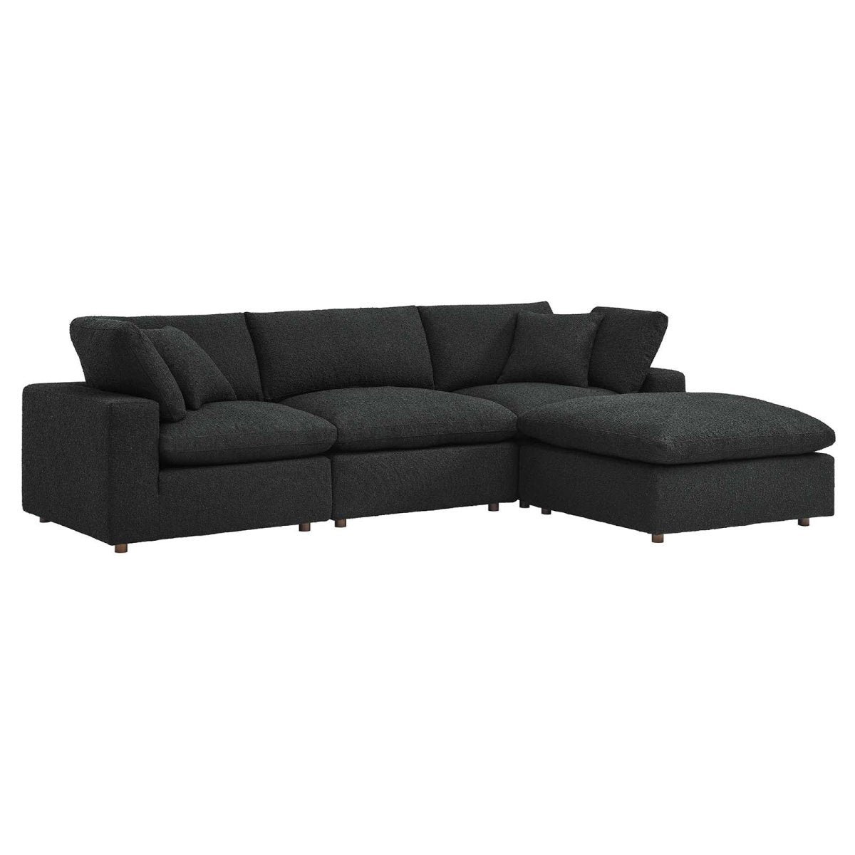 Commix Down Filled Overstuffed Boucle Fabric 4 - Piece Sectional Sofa - BUILDMYPLACE