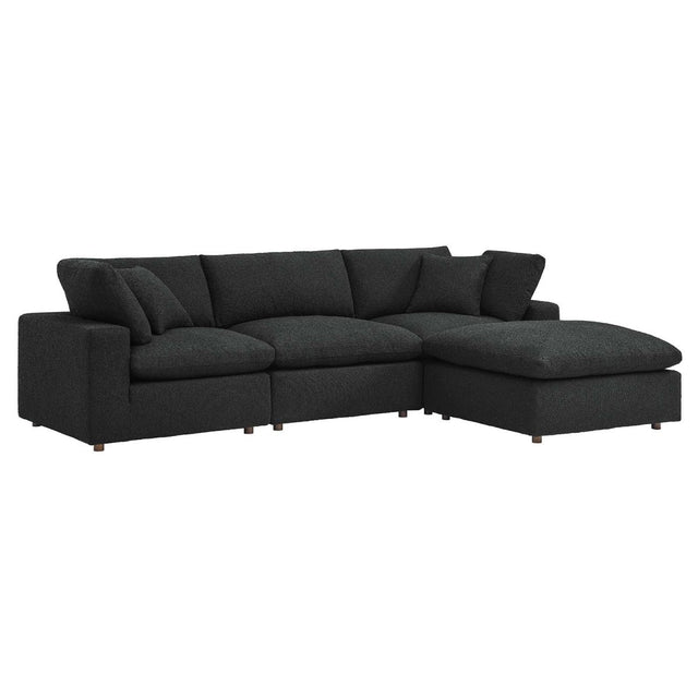 Commix Down Filled Overstuffed Boucle Fabric 4 - Piece Sectional Sofa - BUILDMYPLACE