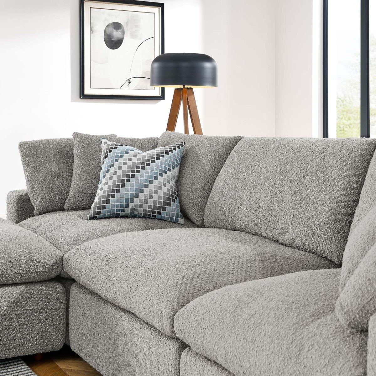 Commix Down Filled Overstuffed Boucle Fabric 4 - Piece Sectional Sofa - BUILDMYPLACE