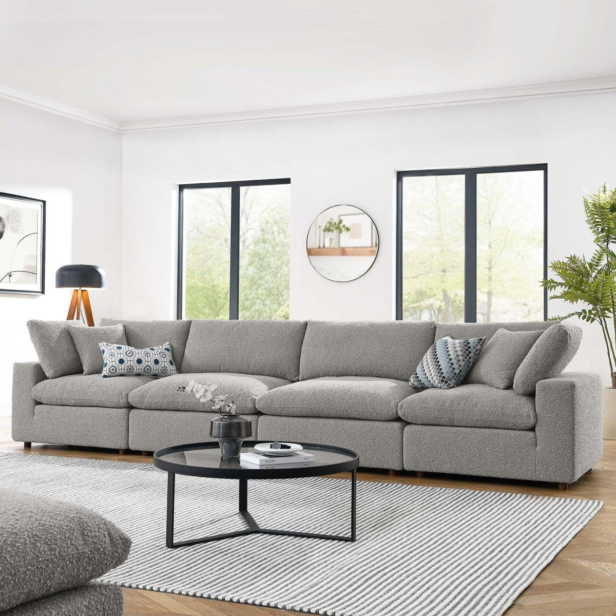 Commix Down Filled Overstuffed Boucle Fabric 4 - Seater Sofa - BUILDMYPLACE