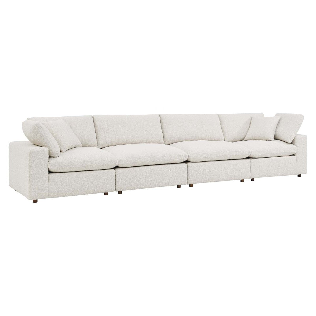 Commix Down Filled Overstuffed Boucle Fabric 4 - Seater Sofa - BUILDMYPLACE