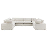 Commix Down Filled Overstuffed Boucle Fabric 8 - Piece Sectional Sofa - BUILDMYPLACE