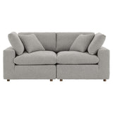 Commix Down Filled Overstuffed Boucle Fabric Loveseat - BUILDMYPLACE