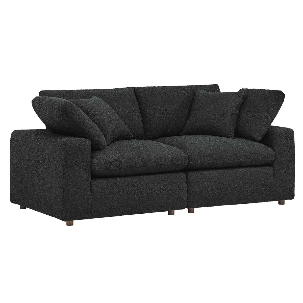 Commix Down Filled Overstuffed Boucle Fabric Loveseat - BUILDMYPLACE