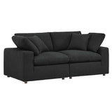 Commix Down Filled Overstuffed Boucle Fabric Loveseat - BUILDMYPLACE