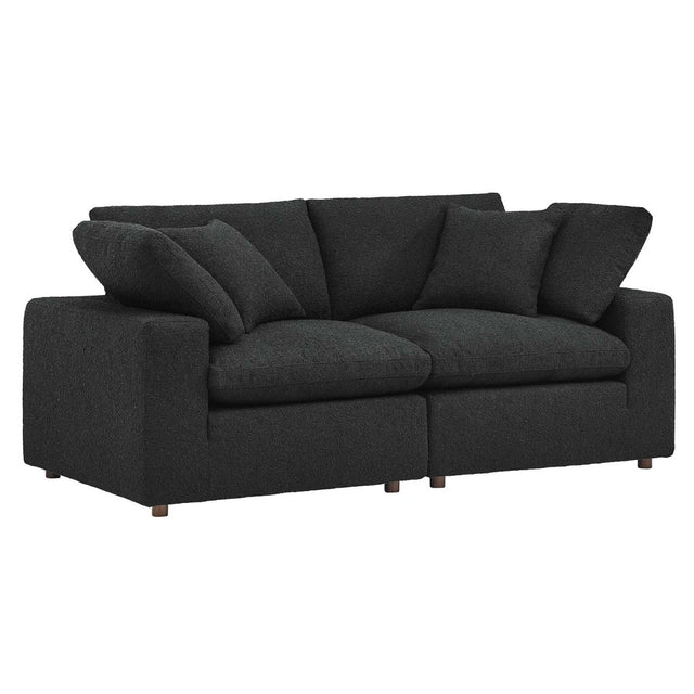 Commix Down Filled Overstuffed Boucle Fabric Loveseat - BUILDMYPLACE