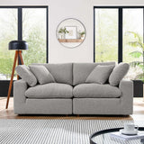 Commix Down Filled Overstuffed Boucle Fabric Loveseat - BUILDMYPLACE