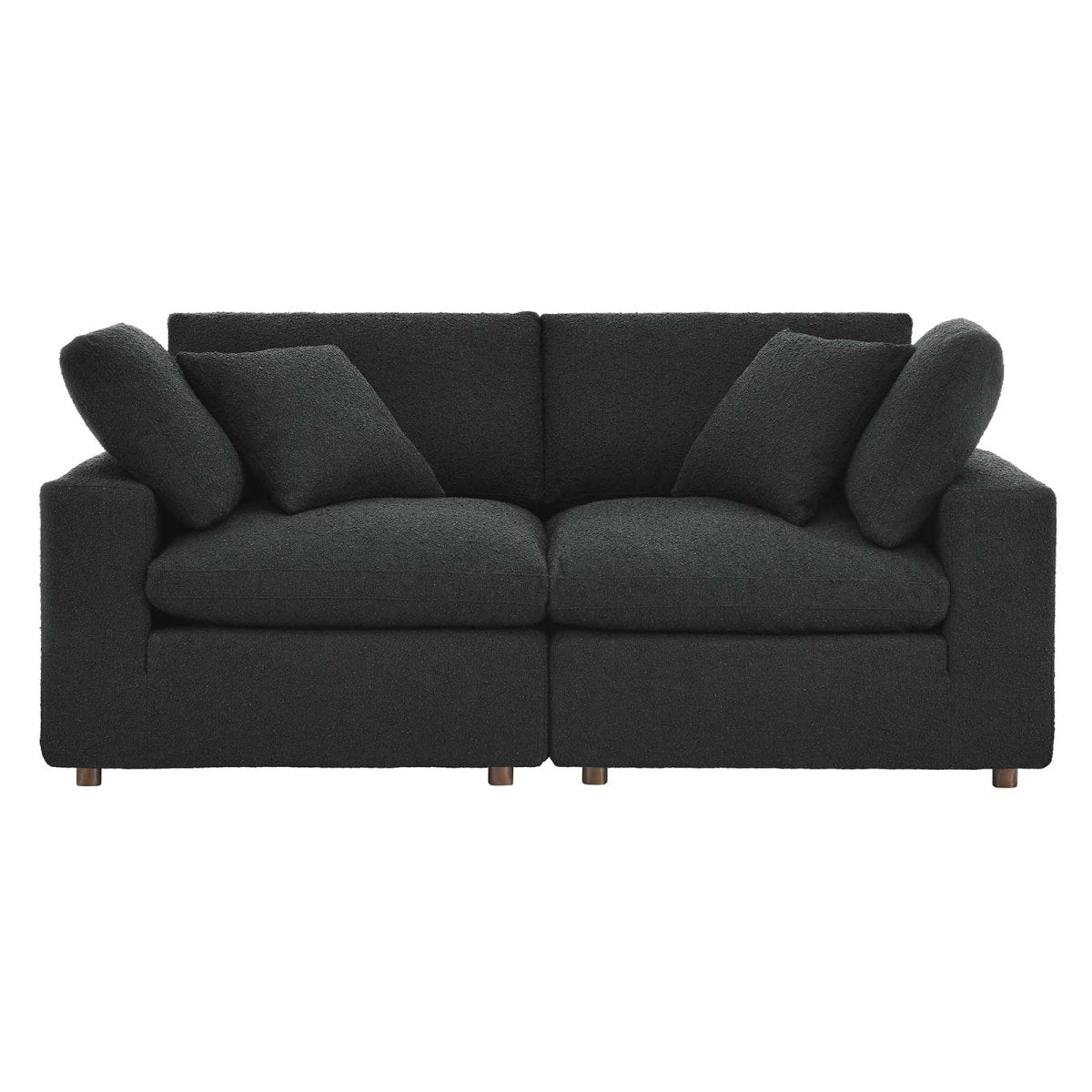 Commix Down Filled Overstuffed Boucle Fabric Loveseat - BUILDMYPLACE