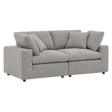 Commix Down Filled Overstuffed Boucle Fabric Loveseat - BUILDMYPLACE