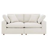 Commix Down Filled Overstuffed Boucle Fabric Loveseat - BUILDMYPLACE