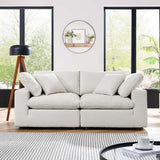 Commix Down Filled Overstuffed Boucle Fabric Loveseat - BUILDMYPLACE