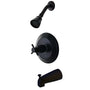 Concord Tub & Shower Faucet With Single Function Shower Head & Metal Cross Handle - BUILDMYPLACE