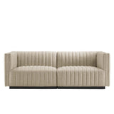 Conjure Channel Tufted Upholstered Fabric Loveseat - BUILDMYPLACE