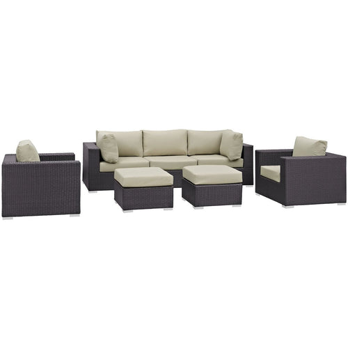 Convene 7 Piece Outdoor Patio Sectional Set W/ 2 Ottoman