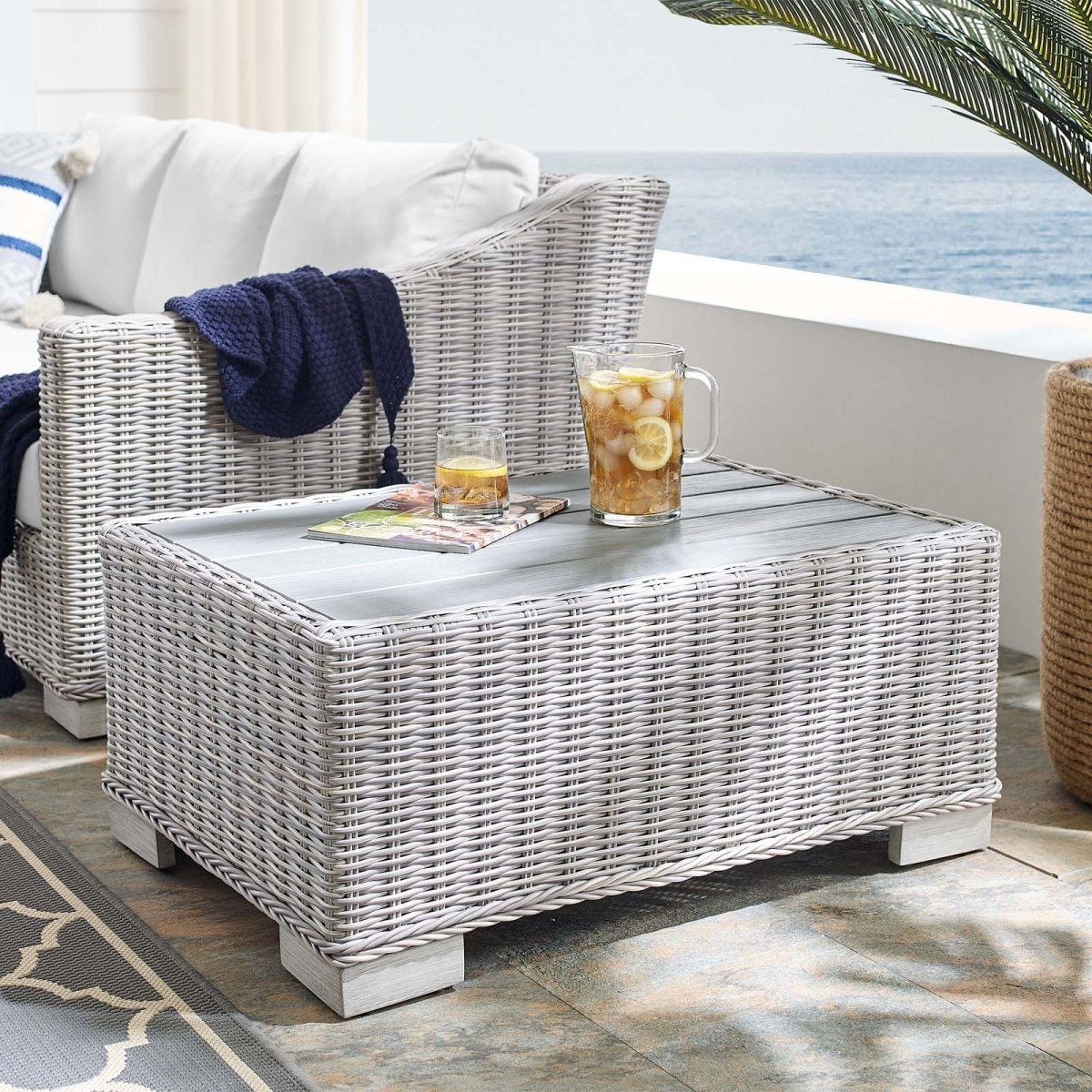Conway 32" Outdoor Patio Wicker Rattan Coffee Table - BUILDMYPLACE