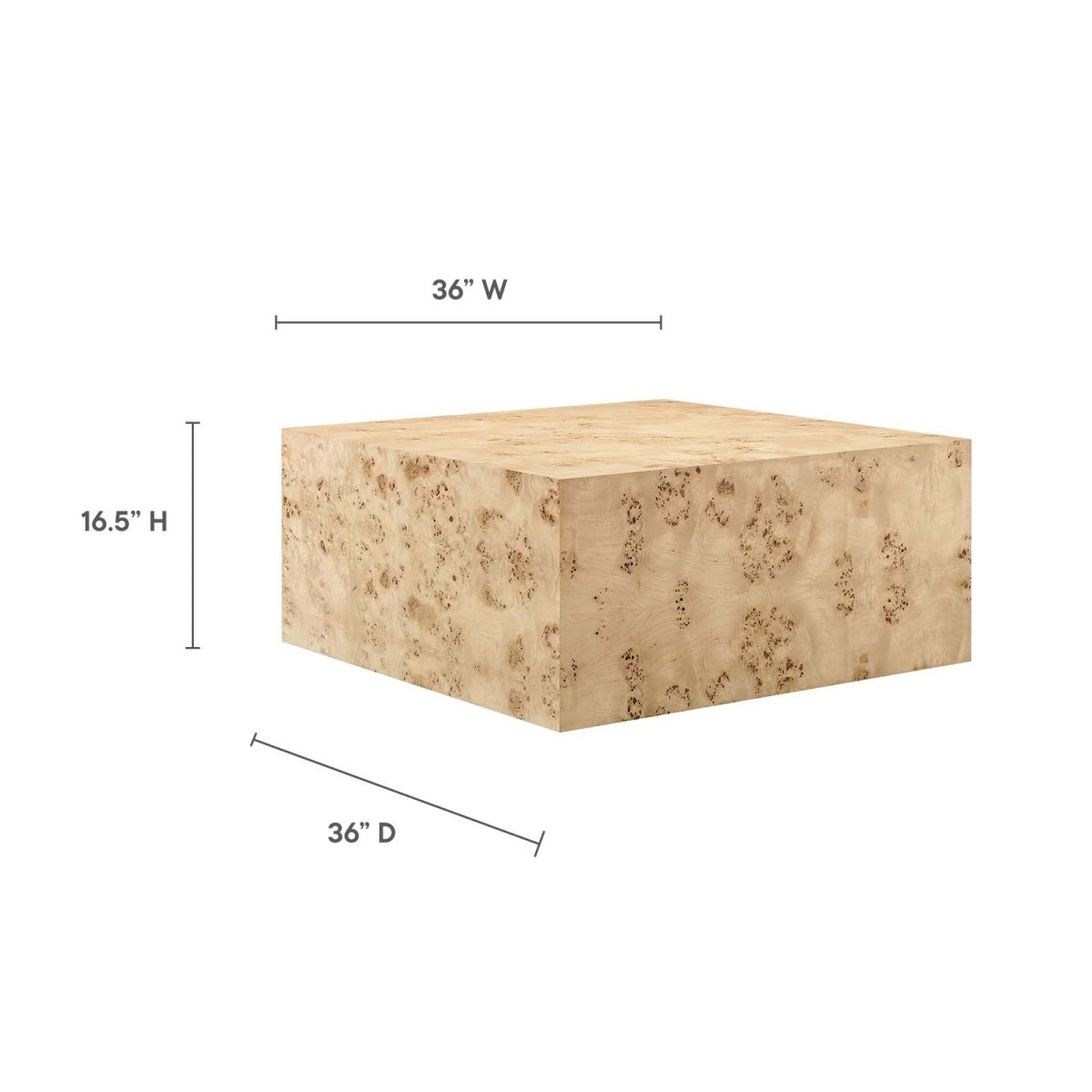 Cosmos 36" Square Burl Wood Coffee Table - BUILDMYPLACE