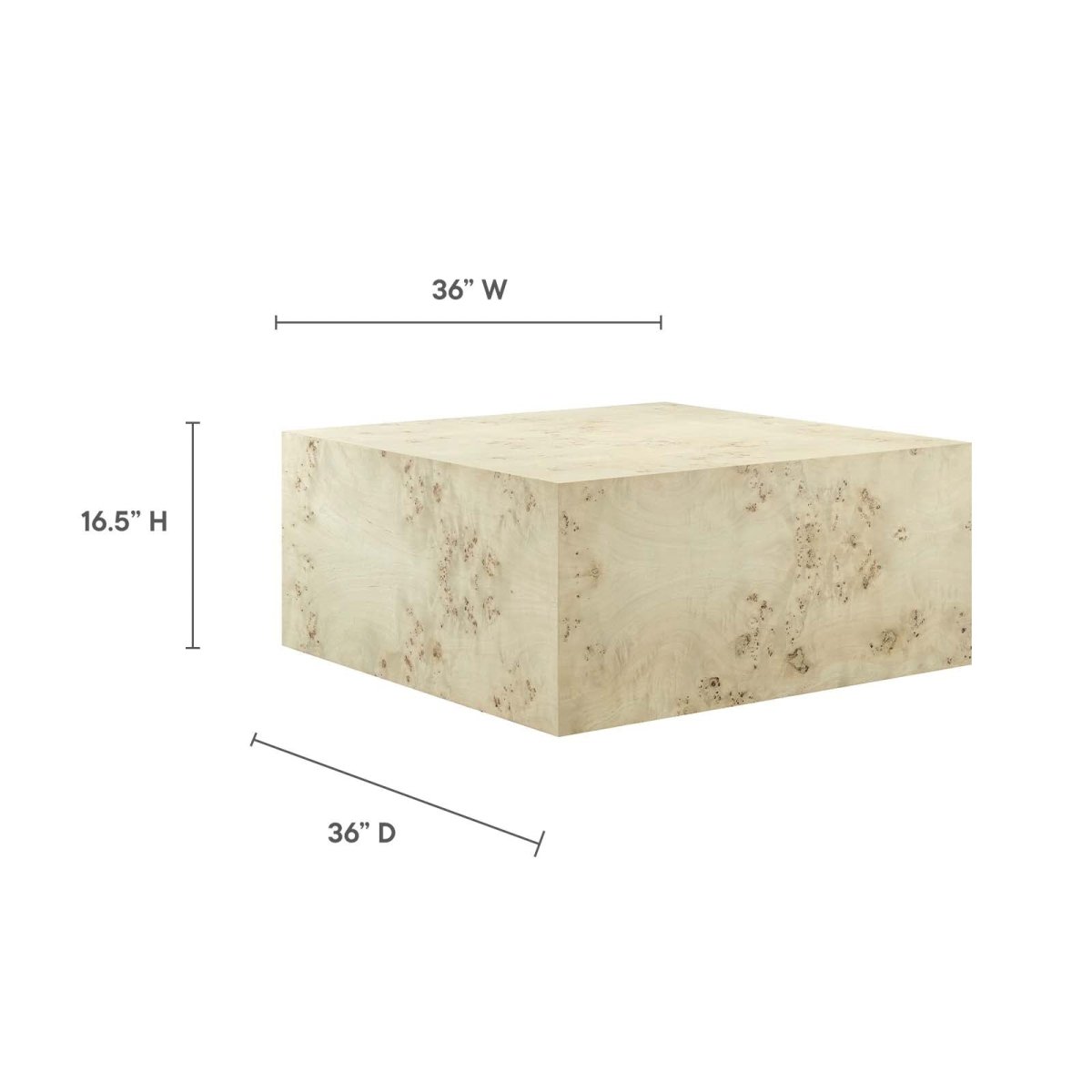 Cosmos 36" Square Burl Wood Coffee Table - BUILDMYPLACE