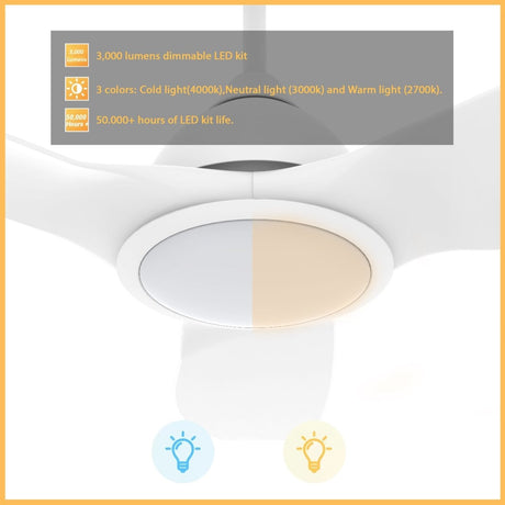 CRANSTON 52 inch 3 - Blade Smart Ceiling Fan with LED Light & Remote - LEDMyPlace
