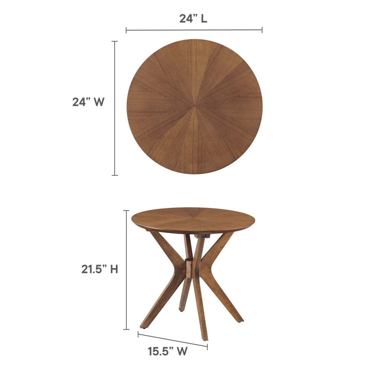 Crossroads 24" Round Wood Side Table - BUILDMYPLACE