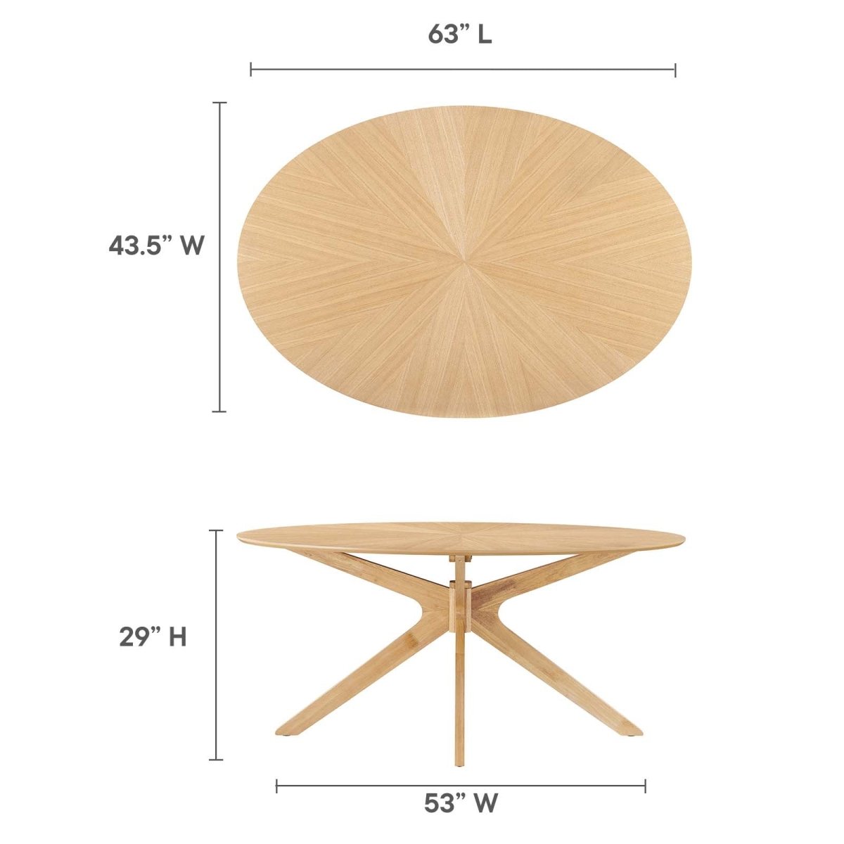 Crossroads 63" Oval Wood Dining Table - BUILDMYPLACE