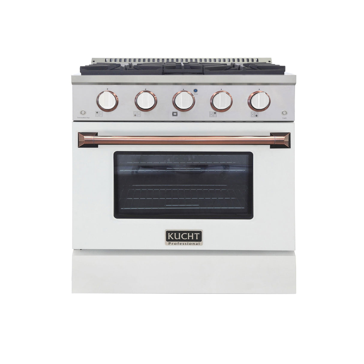 KUCHT Professional 30 in. 4.2 cu. ft.¨Propane Gas Range with Sealed Burners and Convection Oven in Stainless Steel with White Oven Door, White Knobs and Knob Rings