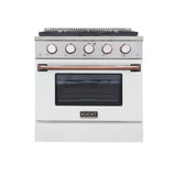KUCHT Professional 30 in. 4.2 cu. ft.¨Propane Gas Range with Sealed Burners and Convection Oven in Stainless Steel with White Oven Door, White Knobs and Knob Rings