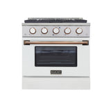 KUCHT Professional 30 in. 4.2 cu. ft.¨Propane Gas Range with Sealed Burners and Convection Oven in Stainless Steel with White Oven Door, White Knobs and Knob Rings