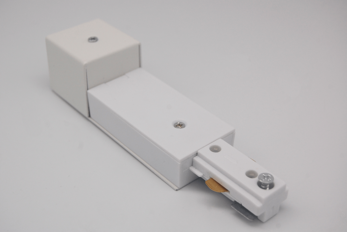 Decorative Track Lighting Accessories - 8 - Inch Linear 3 Wire Live End Power Feed Connector in White and Black Finish - BUILDMYPLACE