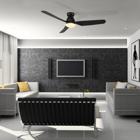 DENVER 52 inch 3 - Blade Flush Mount Smart Ceiling Fan with LED Light & Remote - LEDMyPlace
