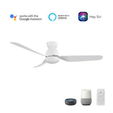 DENVER 52 inch 3 - Blade Flush Mount Smart Ceiling Fan with LED Light With Remote - LEDMyPlace