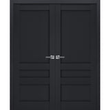 Interior Solid French Double Doors | Veregio 7411 Antracite | Wood Solid Panel Frame Trims | Closet Bedroom Sturdy Doors