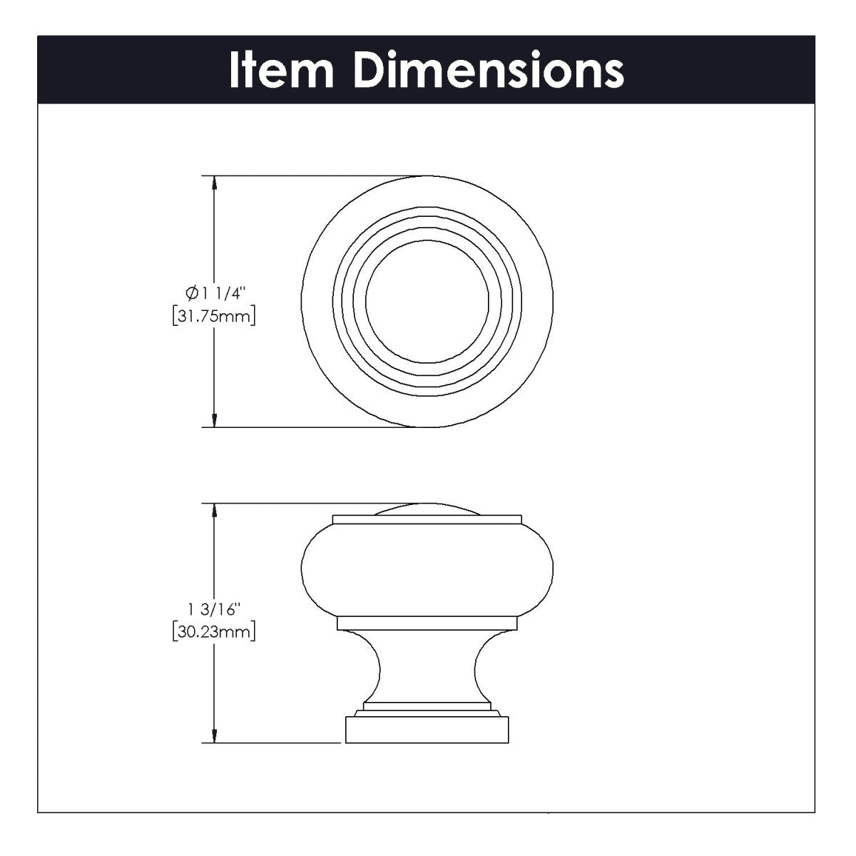 Door Knob 1 - 1/4 Inch Diameter - Cottage Collection - BUILDMYPLACE